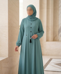 sky blue belted abaya